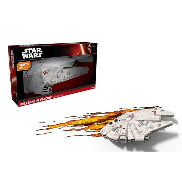 Star Wars Millenium Falcon 3D Deco Light 3D Light FX Wall Decor - Picture 1 of 2